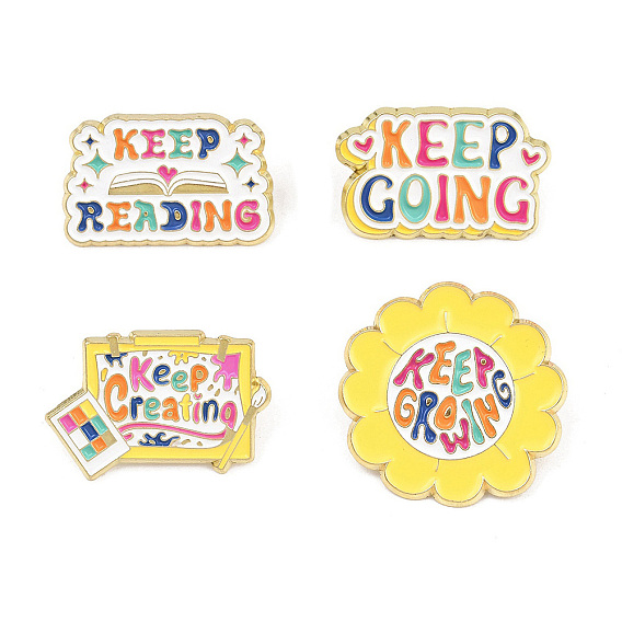 Эмалевые значки на тему слов, булавки для лацканов из сплава для одежды рюкзака, золотой свет