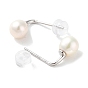 Natural Pearl Stud Earrings for Women, with Sterling Silver Pins