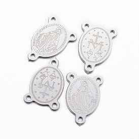 Устойчивые к потускнению 304 элементы люстр из нержавеющей стали, 3 Разъемы петли, овальные с рисунками " virgin mary"