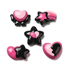 Opaque Resin Cabochons, Black Pink