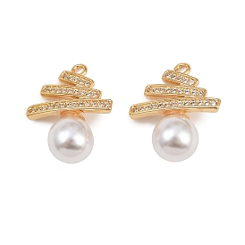 Латунные микро проложить кубического циркония подвески, с абс пластмассовой имитационной жемчужиной, долговечный, без никеля 