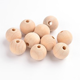 Natural Unfinished Wood Beads, Round Wooden Loose Beads Spacer Beads for Craft Making, Macrame Beads, Large Hole Beads, Lead Free