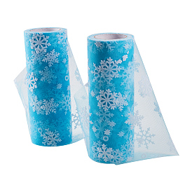 BENECREAT Snowflake Deco Mesh Ribbons, Tulle Fabric, Tulle Roll Spool Fabric For Skirt Making