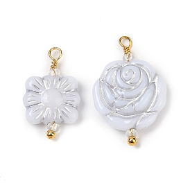 Непрозрачные акриловые подвески, серебристого металла, обвитыми, с петлей из латуни, покрытой настоящим золотом 18k