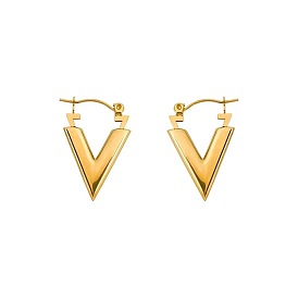 Minimalist V-Shaped Titanium Steel Earrings for Women - High-End Luxe Design, Non-Fading and Lightweight