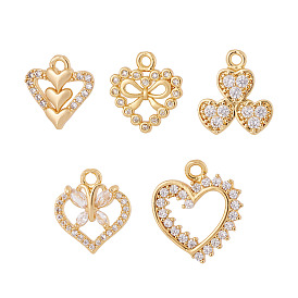 5 шт 5 стили латунные подвески из микропаве с фианитом
