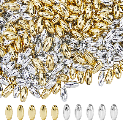 1600 pièces 2 perles en plastique écologiques à placage de couleurs, ovale
