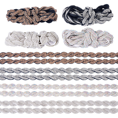 4 ярдов 4 цветов ленты со стразами, волнистый s-образный