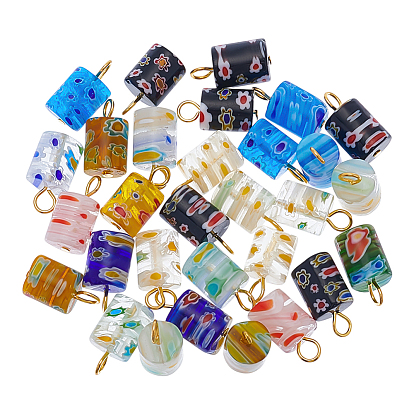 30шт. подвески из стекла миллефиори, с 304 фурнитурой из нержавеющей стали