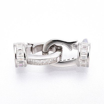 925 Складчатые застежки из стерлингового серебра с микропаве из прозрачного кубического циркония, с печатью s925