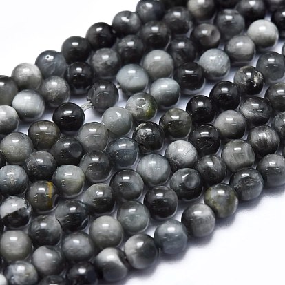 Natural Hawk's Eye Beads Strands, Eagle Eye Stone, Round