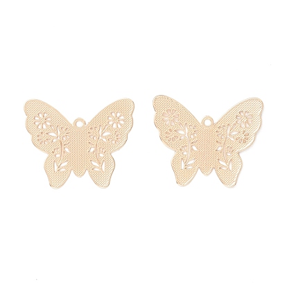 Pendentifs en laiton, plaqué longue durée, crémaillère plaquage, sans cadmium et sans plomb, papillon, , en filigrane