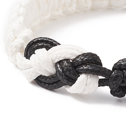 Waxed Polyester Braided Cord Bracelet, Adjustable Bracelet for Men Women