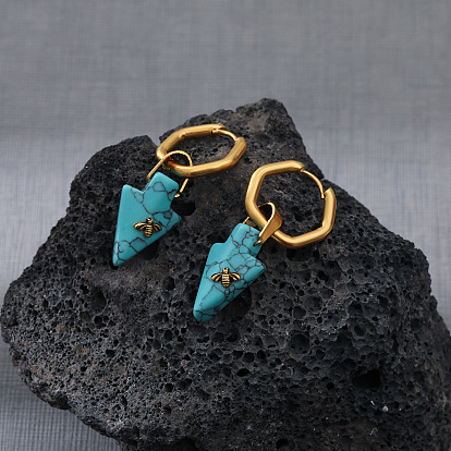 Yida Jewelry Stainless Steel 18K Furnace Real Gold Plated Earrings Versatile Blue Natural Stone Earrings