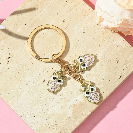 Брелок из эмалевого сплава, с железной фурнитурой, сова