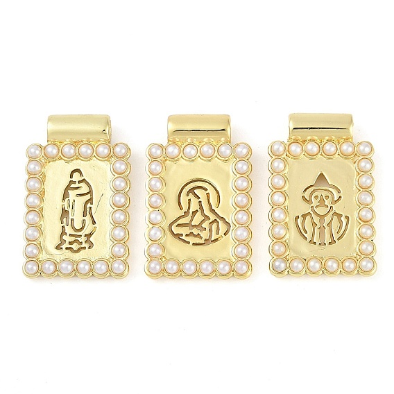 Стойки обшивки латунные подвески, с пластмассовой жемчужиной abs, долговечный, без кадмия и без свинца, прямоугольные