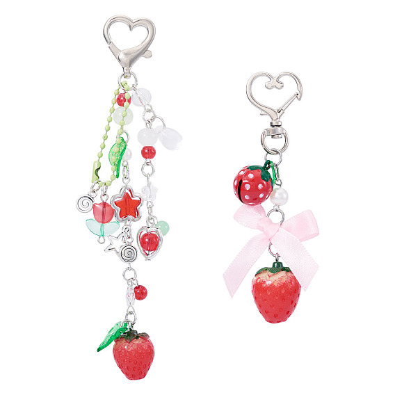 2шт 2 стили украшения из смолы, клубника