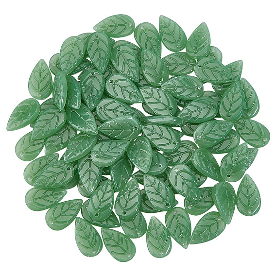 120 шт. Стеклянные подвески, лист прелести