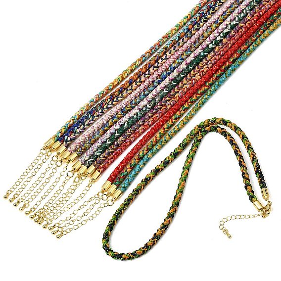 5M Braided Chinlon Cord Bracelets, with Brass Findings