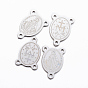Устойчивые к потускнению 304 элементы люстр из нержавеющей стали, 3 Разъемы петли, овальные с рисунками " virgin mary"