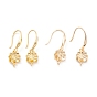 Rack Plating Brass Earring Hooks, with Horizontal Loop, Cadmium Free & Lead Free, Lotus