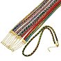 5M Braided Chinlon Cord Bracelets, with Brass Findings