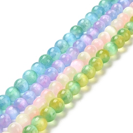Brins de perles de sélénite naturelles, Grade a, teint, ronde
