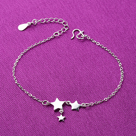 Браслеты на ногу из латунной цепочки с тройными звездочками для женщин