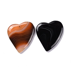Natural Agate Pendants, Heart