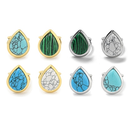 304 манжеты из нержавеющей стали с синтетическими драгоценными камнями, открытые кольца в форме слезы для женщин и мужчин