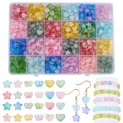 960 шт. матовые прозрачные акриловые бусины, с золотой фольгой и блестящими бусинами, разнообразные