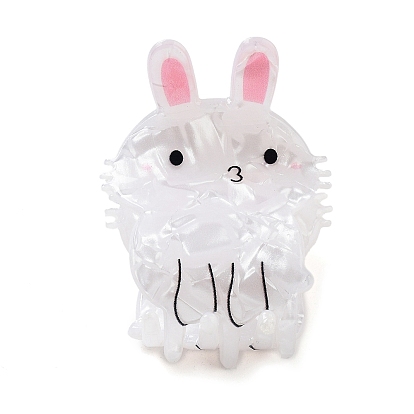 PVC Plastic Claw Hair Clips for Women, with Alloy Finding, Rabbit