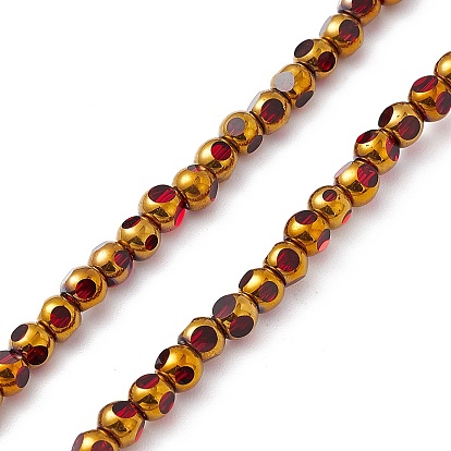 Electroplate Glass Beads Strands, Half Rainbow Plated, Faceted Round