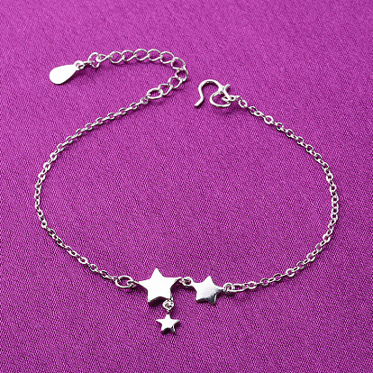 Браслеты на ногу из латунной цепочки с тройными звездочками для женщин
