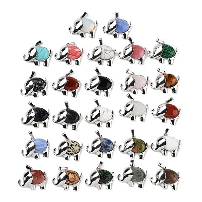 Драгоценный камень подвески, подвески в виде слонов с фурнитурой из сплава, платина