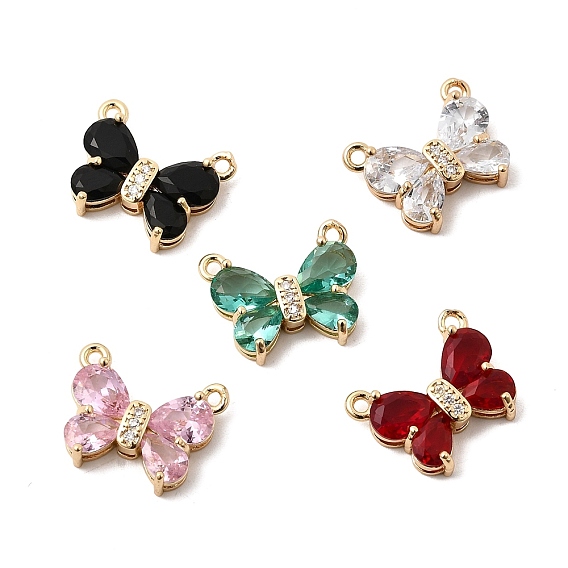 Латунные микро проложить кубического циркония подвески, бабочки прелести, со стеклом, долговечный, золотые