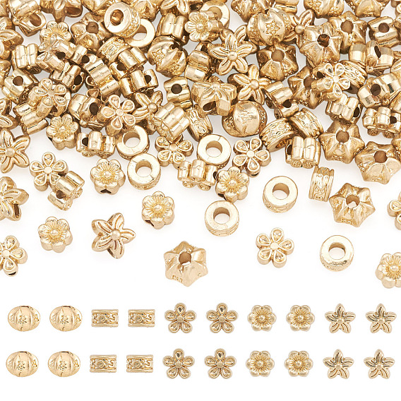 100Pcs 5 Styles Tibetan Style Alloy Beads
