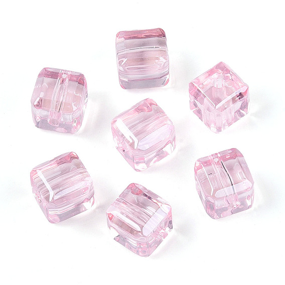 Прозрачные акриловые бусины, кубические, граненые