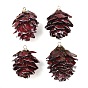 Epoxy Resin & Dried Pine Cone Pendants, Pine Cone Charm, with Brass Loops, Golden