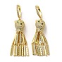 Leopard Head Golden Brass Dangle Hoop Earrings, Rectangle Tassel Earrings with Cubic Zirconia