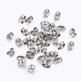  304 Stainless Steel Ear Nuts, Friction Earring Backs for Stud Earrings