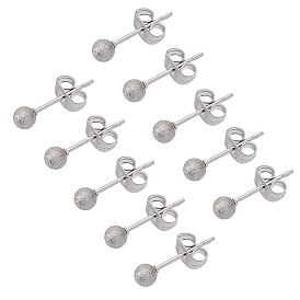 Unicraftale 304 Stainless Steel Ear Studs, Hypoallergenic Earrings, Textured, with Ear Nuts, Round