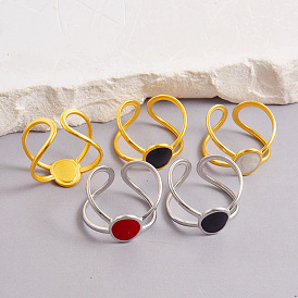 Регулируемые 304 открытые кольца-манжеты из нержавеющей стали для женщин, с эмалью