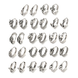 316 Surgical Stainless Steel Hoop Earrings, Antique Silver