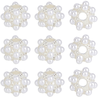 10Pcs Resin & Alloy European Beads, Large Hole Beads, Rondelle