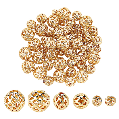 60 шт. 3 стили латунные бусины-проставки, полый круглый