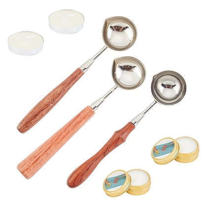 DIY Stamp Making Kits, Including Paraffin Candles, Candle, Brass Spoon, Stainless Steel Spoon, Iron Spoon