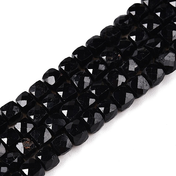 Натуральный турмалин бисер нитей, граненые, кубические