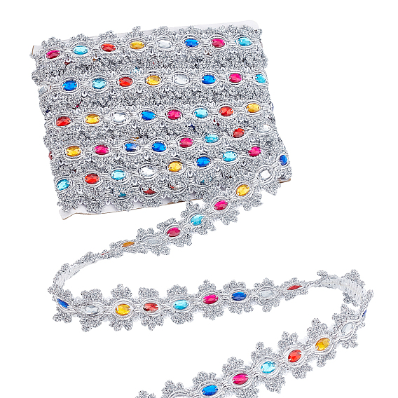 Жаккардовые ленты из металлизированной пряжи, с пайетками и разноцветными акриловыми бусинами, для аксессуаров для одежды