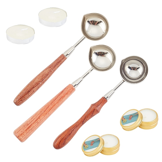 DIY Stamp Making Kits, Including Paraffin Candles, Candle, Brass Spoon, Stainless Steel Spoon, Iron Spoon